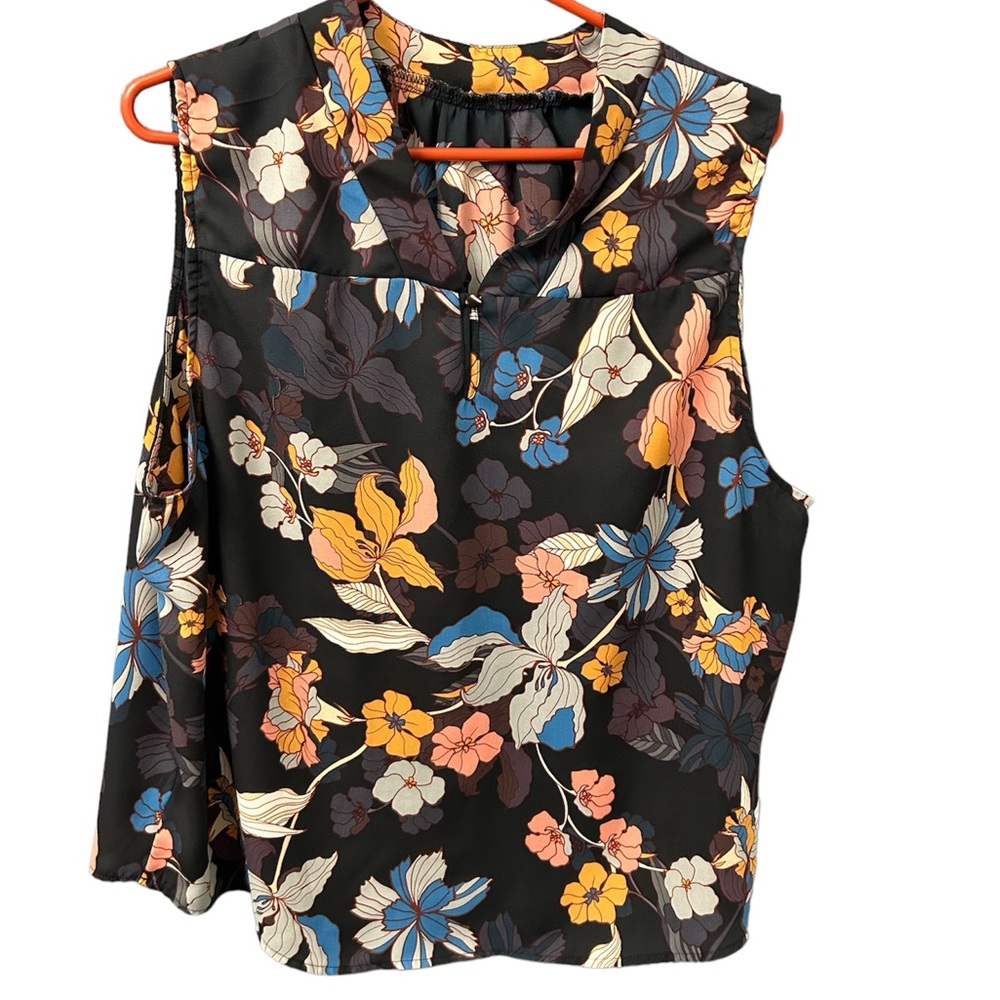 Who What Wear 2x sheer floral sleeveless top